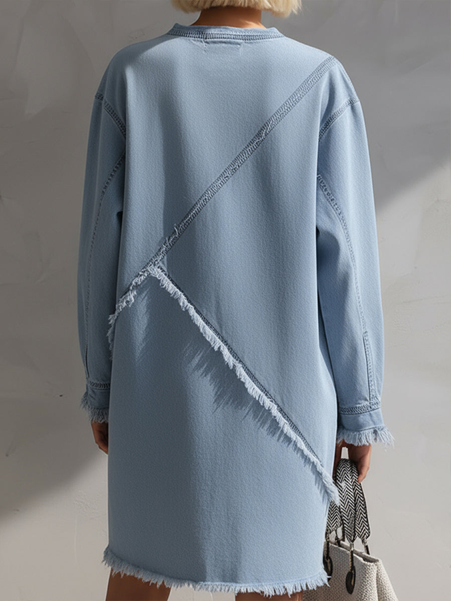 Abito mini Zafren in denim blu con orlo a vivo