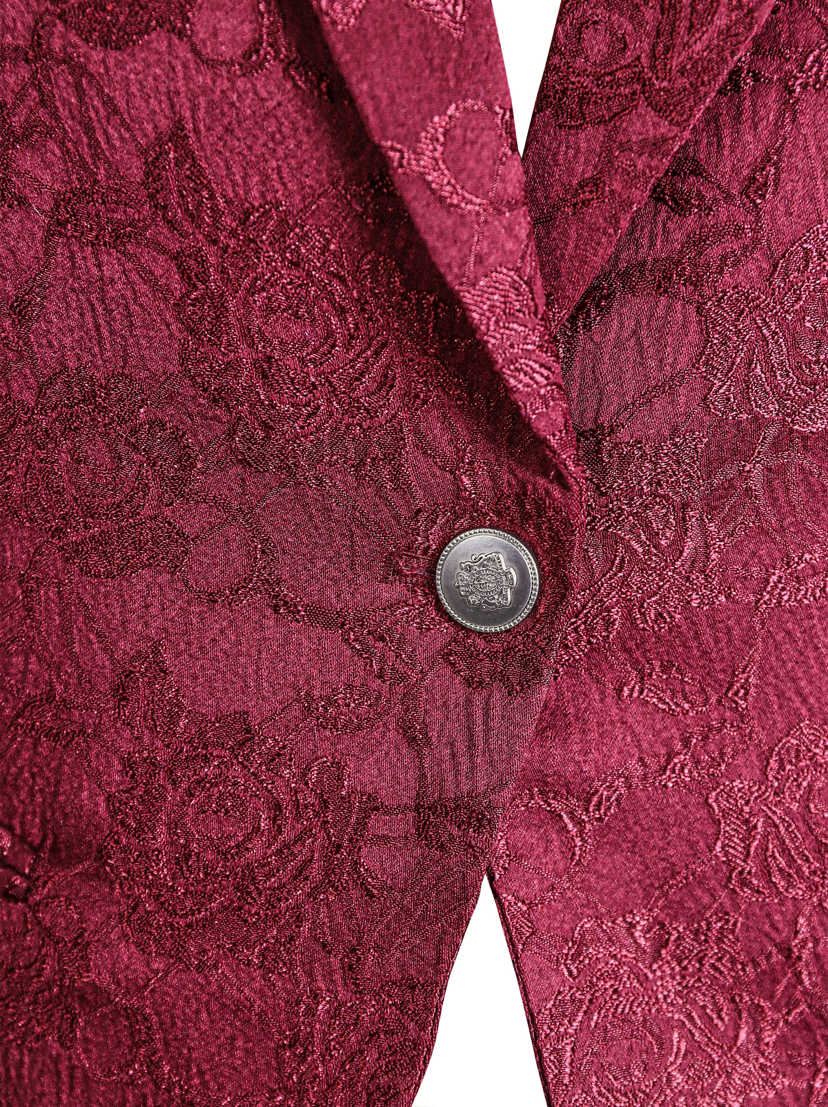 Zafren bordeauxrød blazer i blomstret jacquard