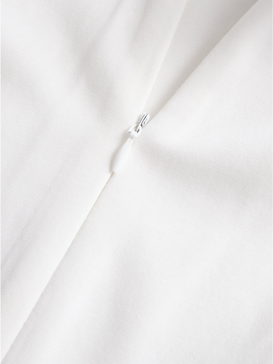 Zafren White Double-Breasted Navy Collar Dress