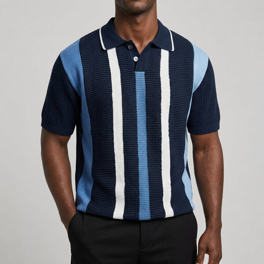 Polo de cuello en V a rayas