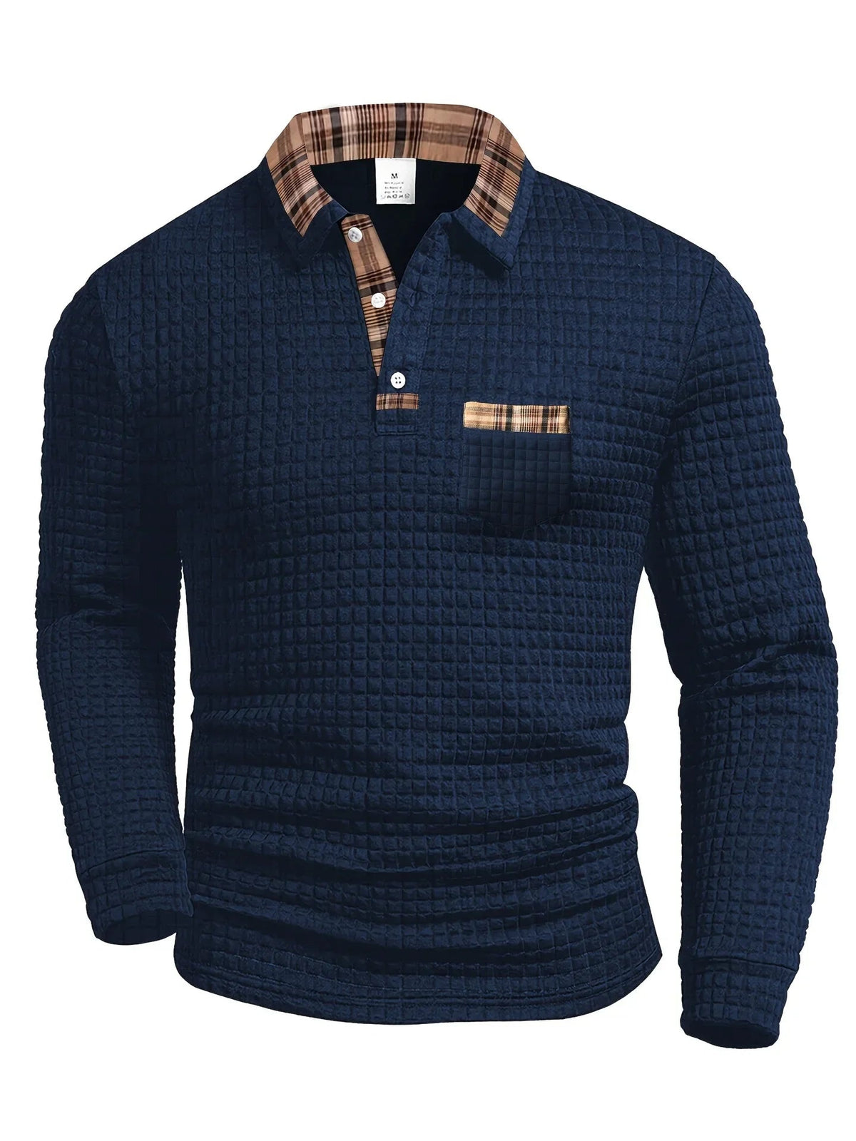 Tricou polo în carouri, cu mâneci lungi și atingere moale