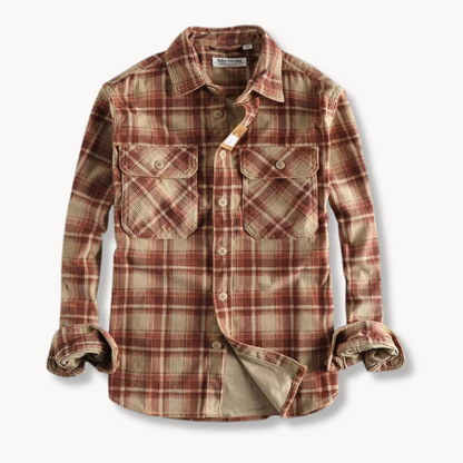 Camisa clásica de franela de cuadros para hombre