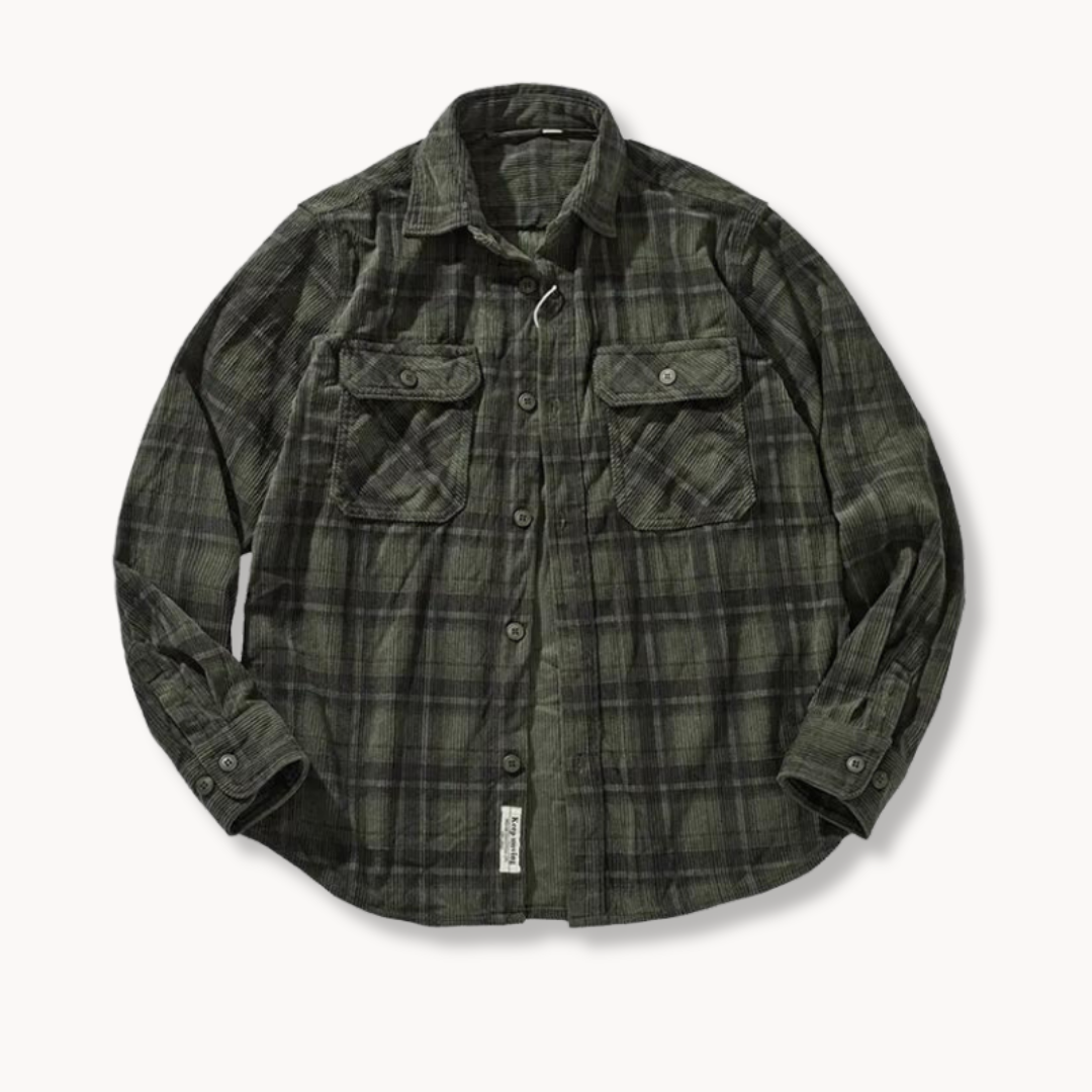 Camisa clásica de franela de cuadros para hombre