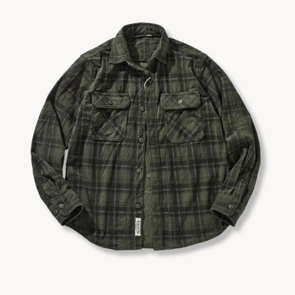 Camisa clásica de franela de cuadros para hombre