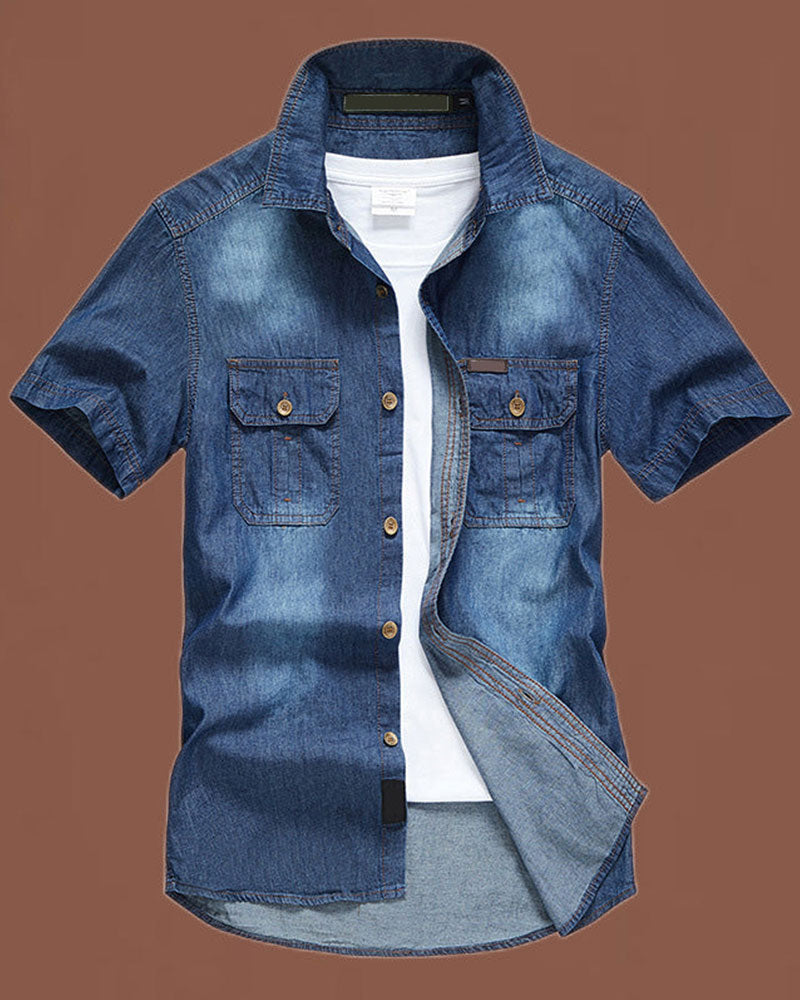 Chemise en jean à manches courtes pour homme