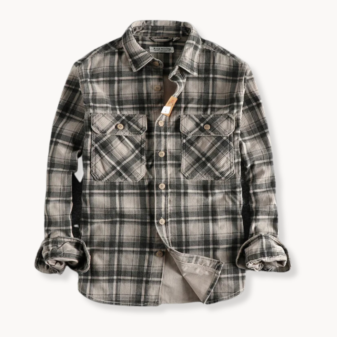 Camisa clásica de franela de cuadros para hombre