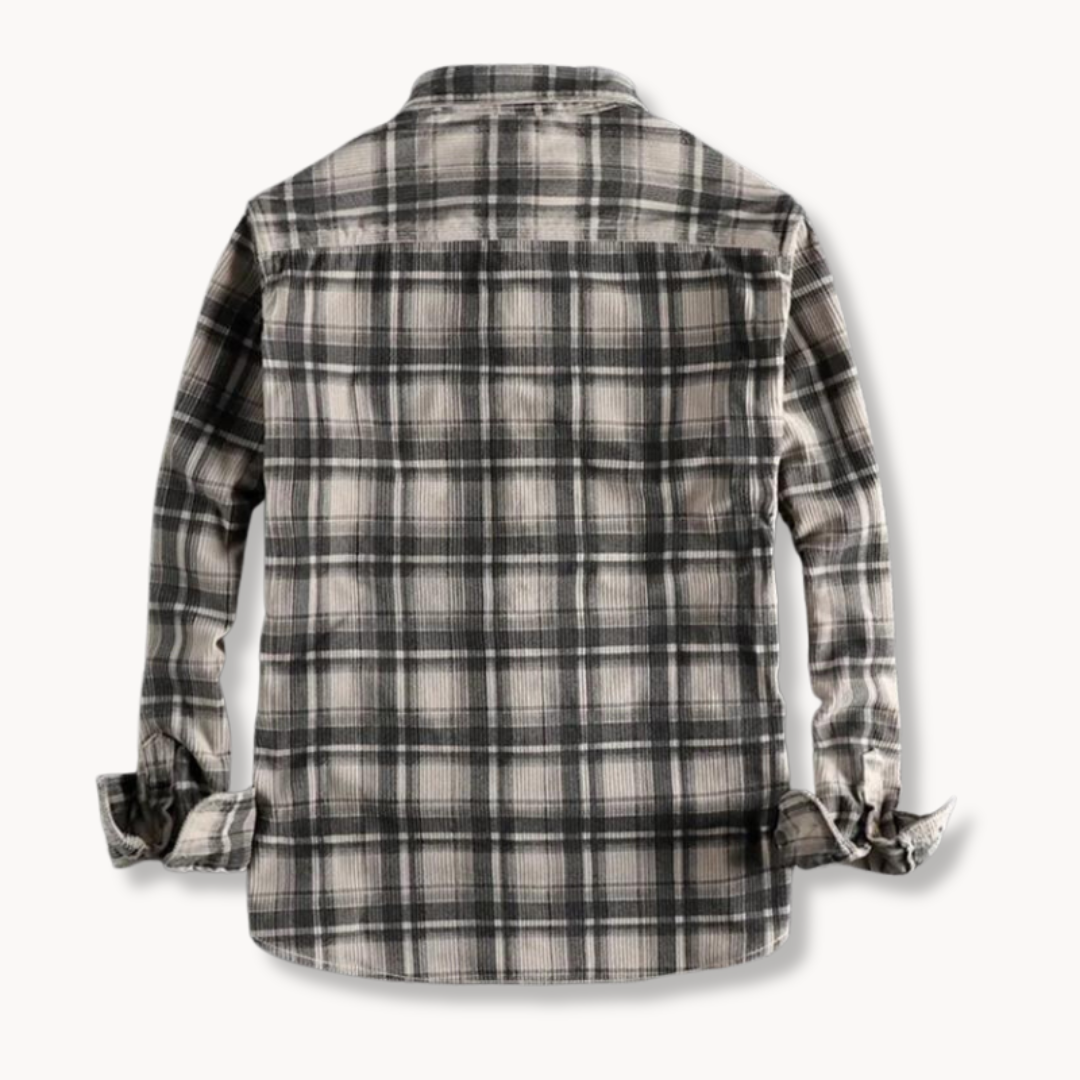 Camisa clásica de franela de cuadros para hombre