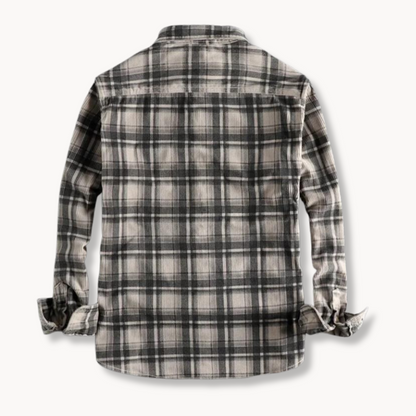 Camisa clásica de franela de cuadros para hombre