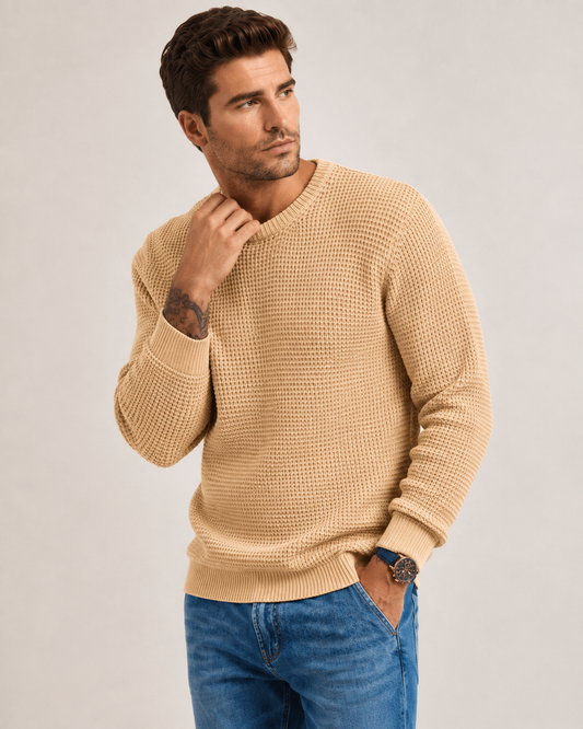 Struktūrinio mezginio megztinis ilgomis rankovėmis