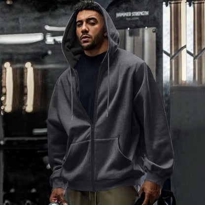 Übergroßer Herren-Hoodie mit durchgehendem Reißverschluss