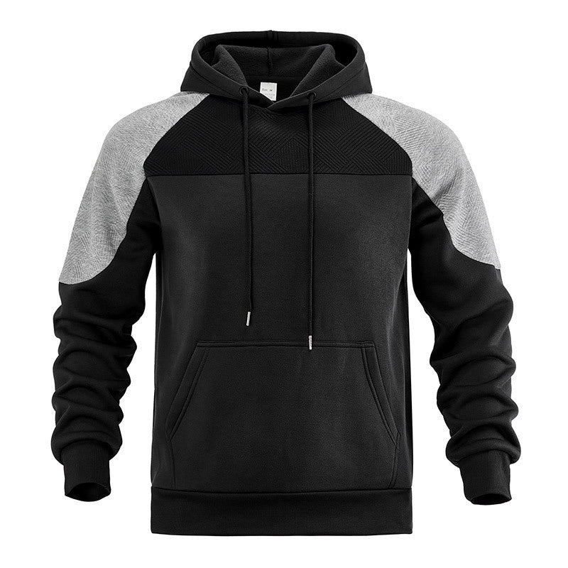 Camisola com capuz e painel texturado em contraste, para homem