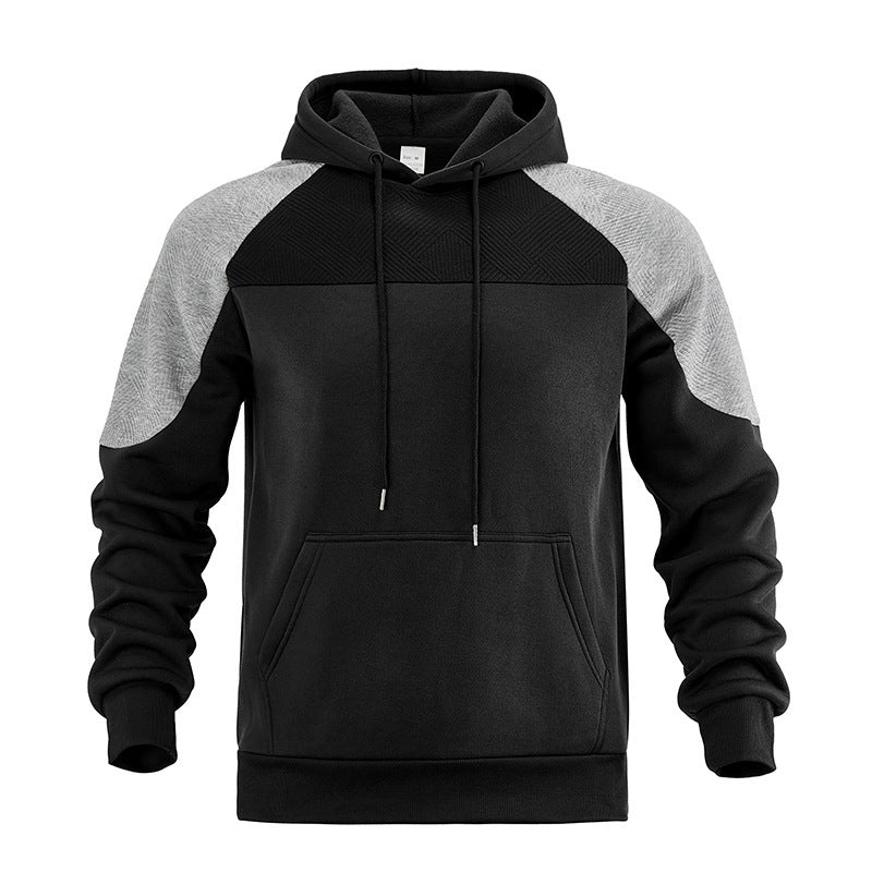 Camisola com capuz e painel texturado em contraste, para homem
