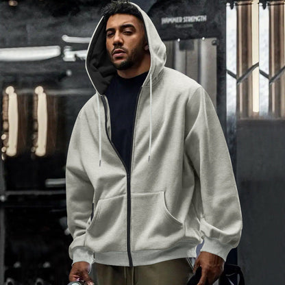 Übergroßer Herren-Hoodie mit durchgehendem Reißverschluss