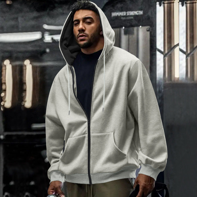 Übergroßer Herren-Hoodie mit durchgehendem Reißverschluss