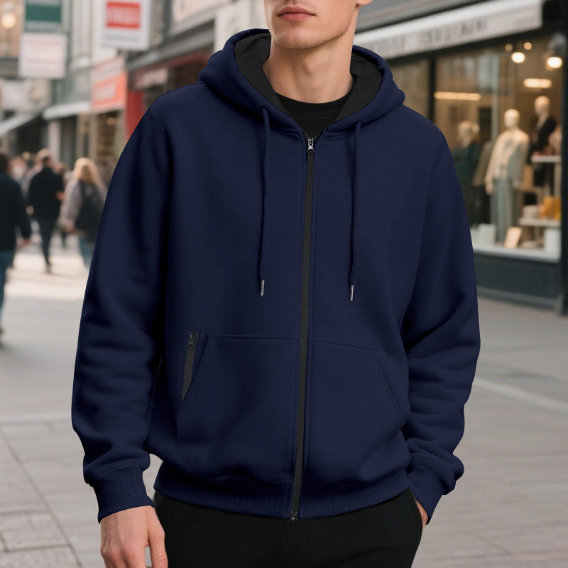 Übergroßer Herren-Hoodie mit durchgehendem Reißverschluss