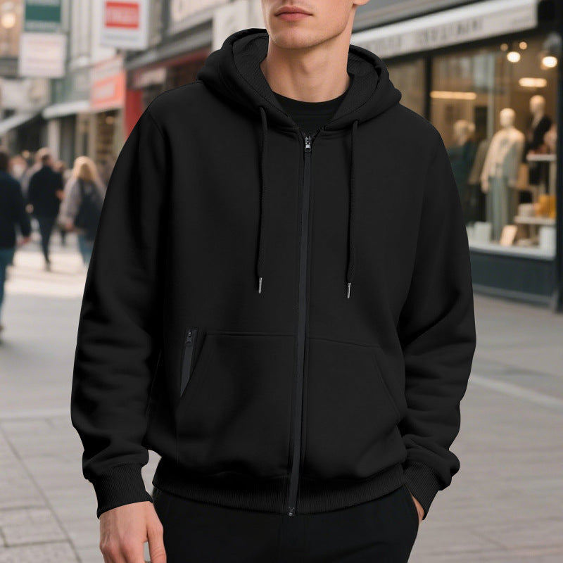 Übergroßer Herren-Hoodie mit durchgehendem Reißverschluss