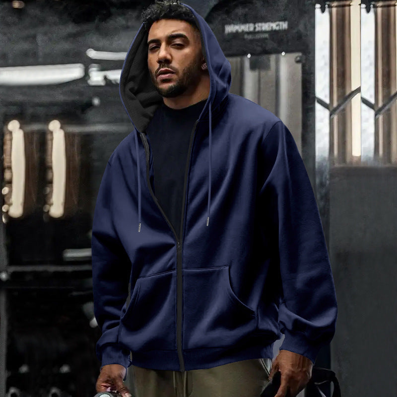 Übergroßer Herren-Hoodie mit durchgehendem Reißverschluss