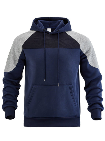 Camisola com capuz e painel texturado em contraste, para homem