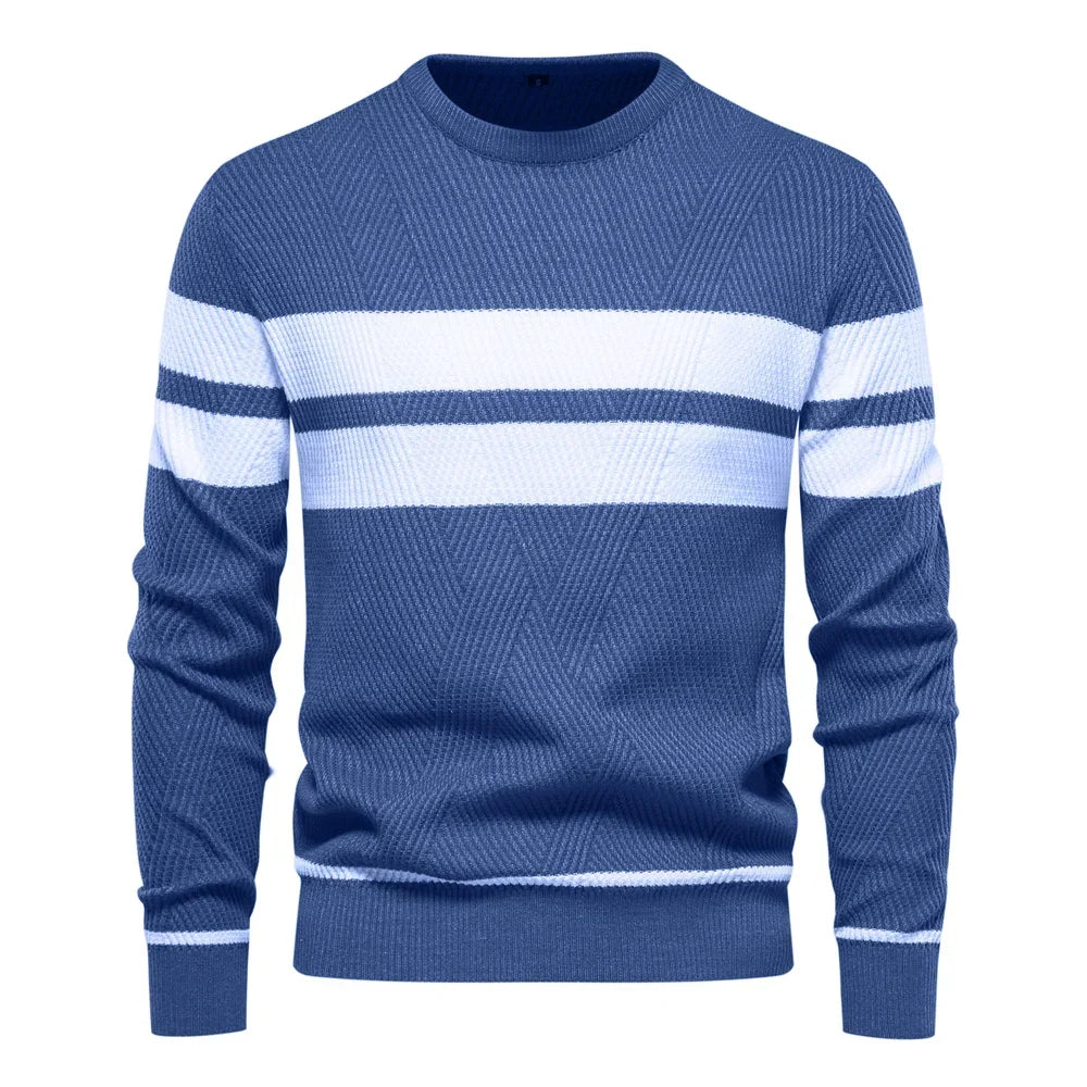 Paul Savin Ανδρικό πλεκτό πουλόβερ slim fit με στρογγυλή λαιμόκοψη