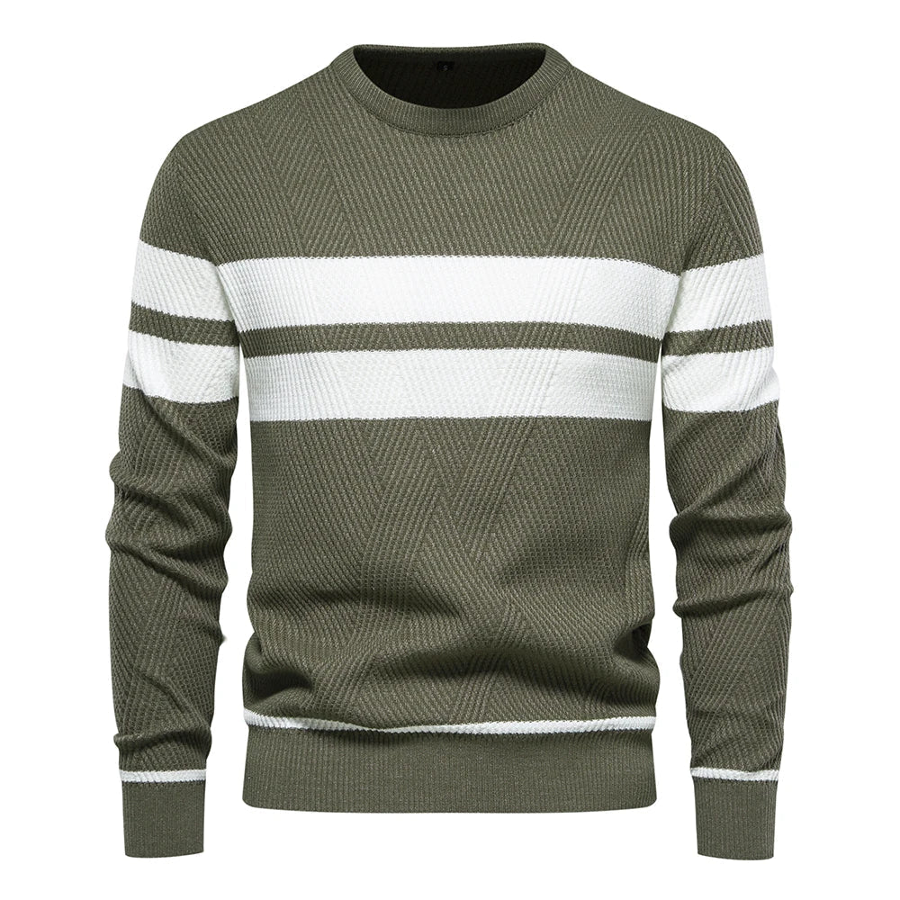 Paul Savin Ανδρικό πλεκτό πουλόβερ slim fit με στρογγυλή λαιμόκοψη