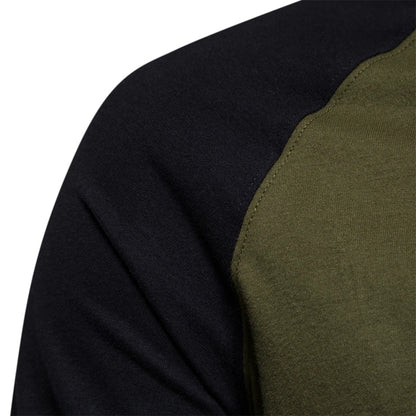 T-shirt da uomo Gio Rota a maniche lunghe con motivo patchwork - maglietta casual in cotone con scollo a O