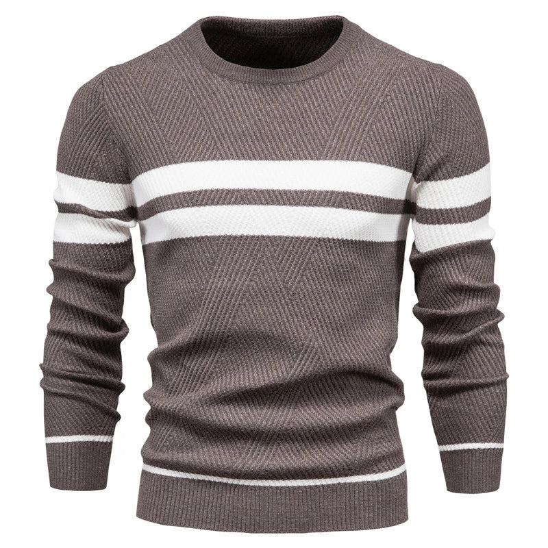 Paul Savin Ανδρικό πλεκτό πουλόβερ slim fit με στρογγυλή λαιμόκοψη