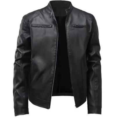 Veste en cuir tendance et ajustée pour homme