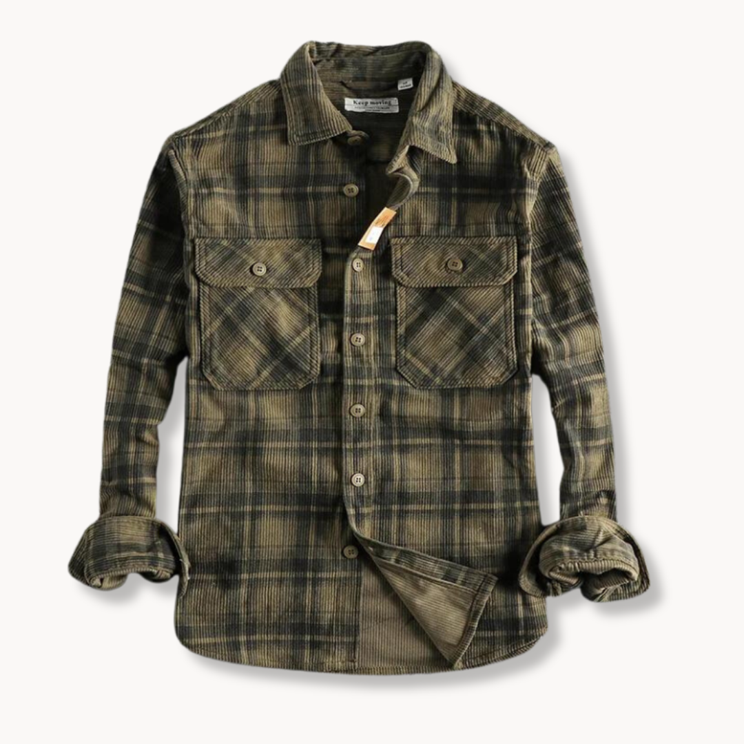 Camisa clásica de franela de cuadros para hombre