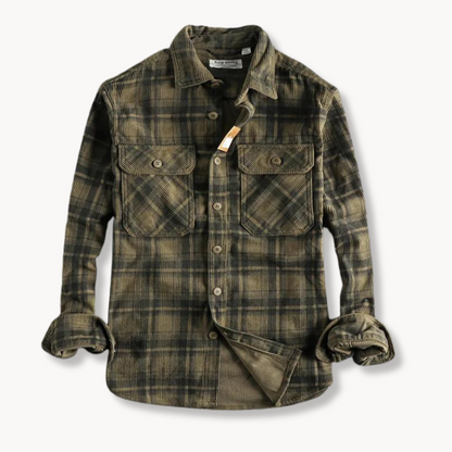 Camisa clásica de franela de cuadros para hombre