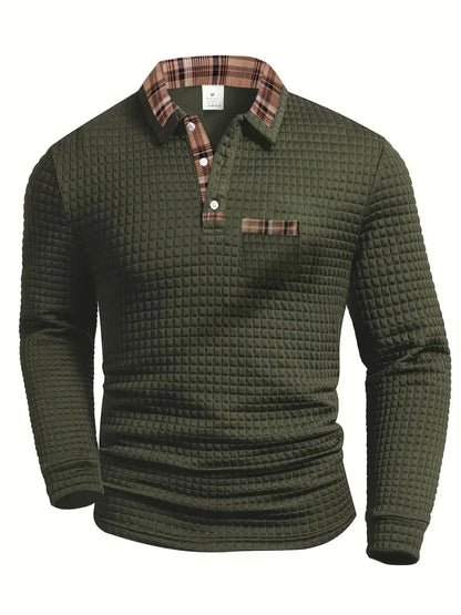 Tricou polo în carouri, cu mâneci lungi și atingere moale
