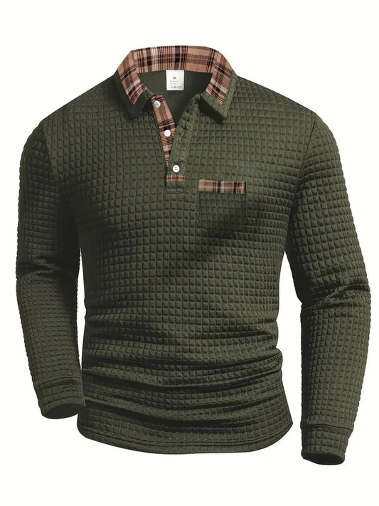 Polo de cuadros de manga larga y tacto suave