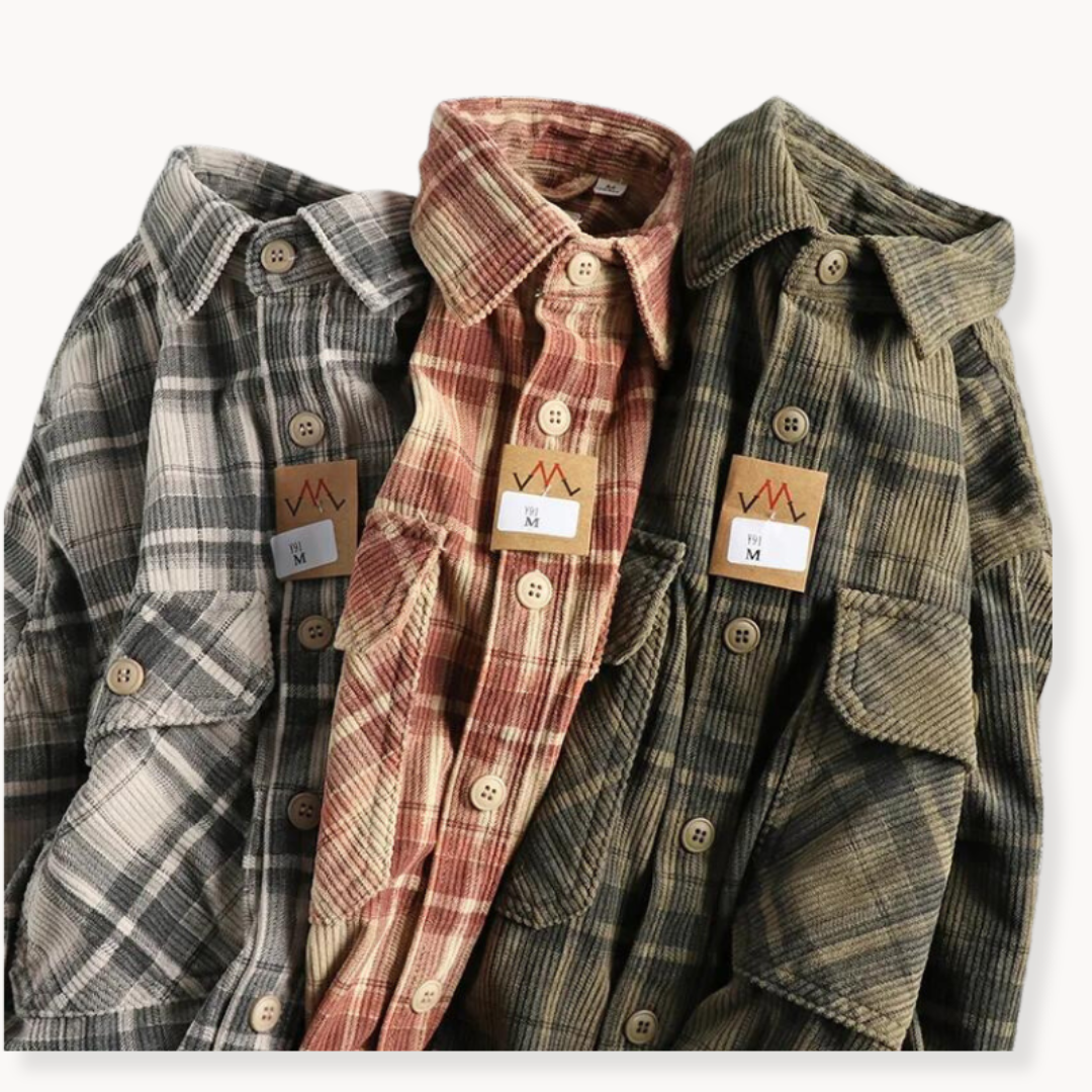Camisa clásica de franela de cuadros para hombre