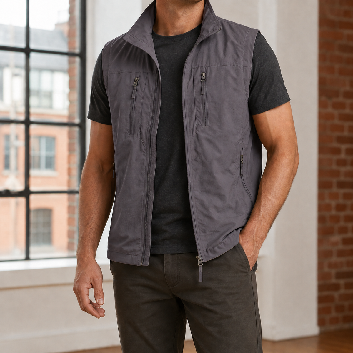 Gilet utilitaire léger en tissu tissé