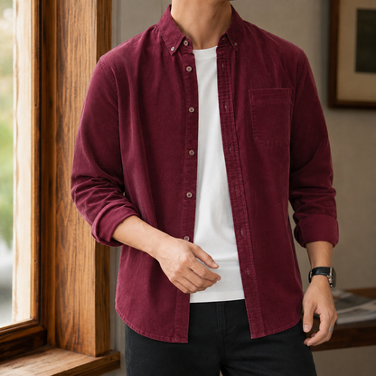 Sobrecamisa descontraída de tecido texturado
