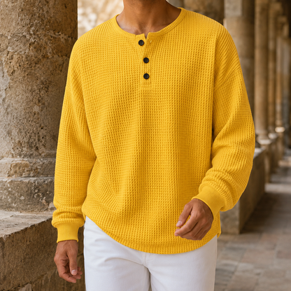 Henleytrui van wafelbreisel met relaxed fit