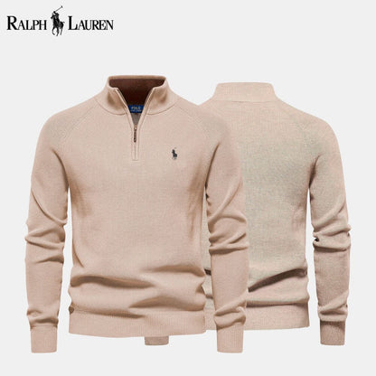 RL Zip Cable-Knit Wool Knit Sweater
