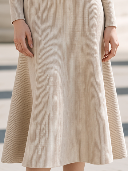 Ensemble cardigan et jupe évasée Zafren beige