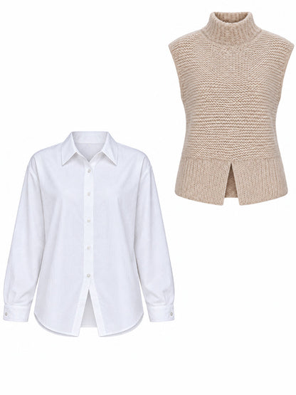 Gilet en maille Zafren beige avec chemise