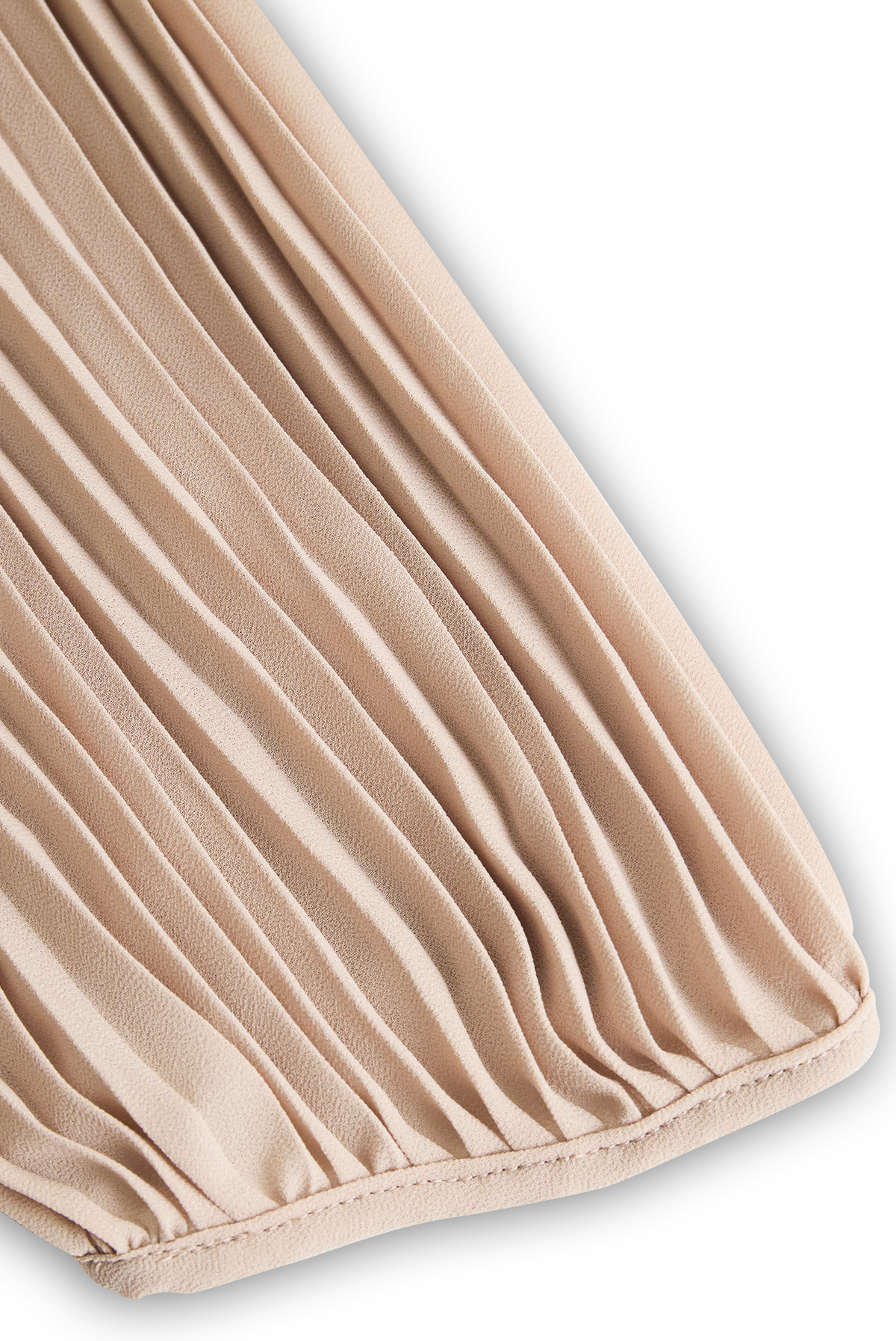 Abito lungo beige plissettato con cintura Zafren