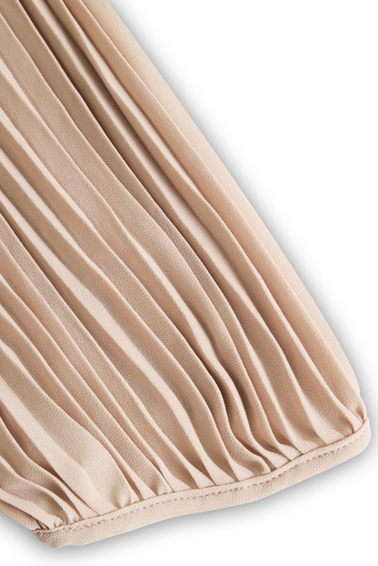 Abito lungo beige plissettato con cintura Zafren