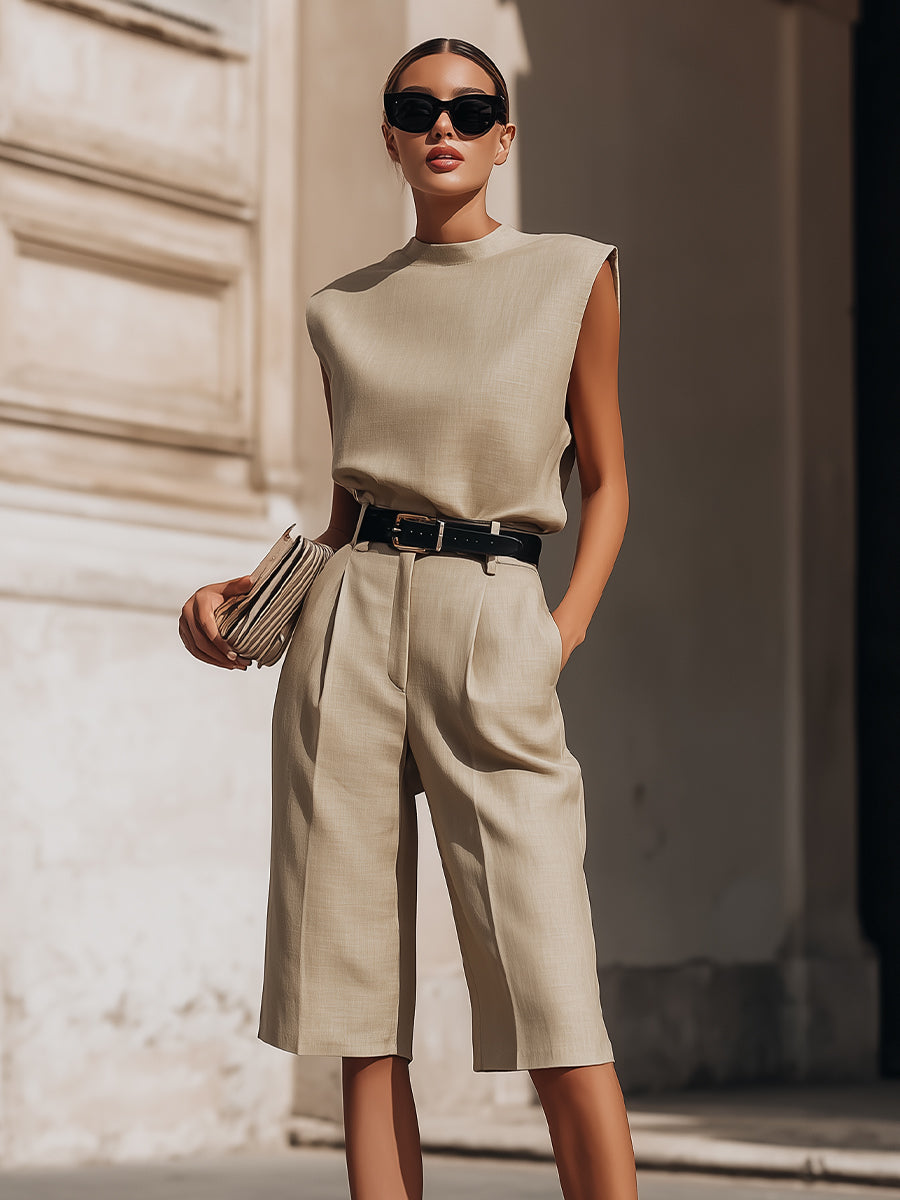 Zafren beige hihaton bermudashortsisetti