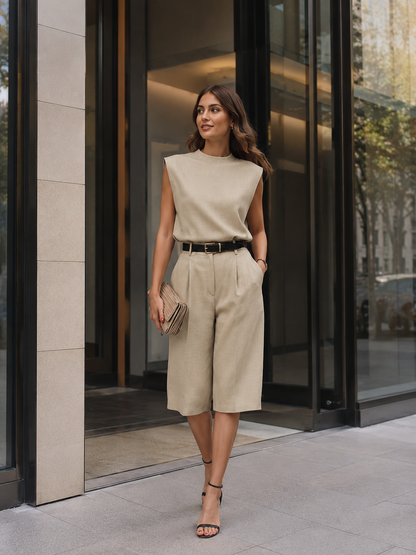 Zafren beige hihaton bermudashortsisetti