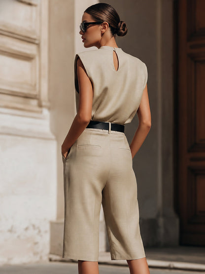 Zafren beige hihaton bermudashortsisetti