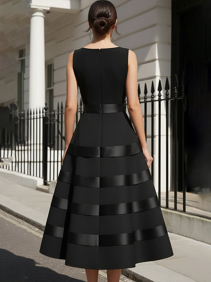 Černé vrstvené midi šaty s páskovým detailem Zafren