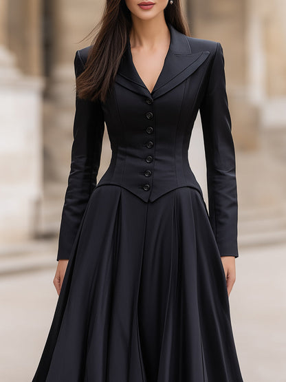 Zafren Black Blazer Bodice Maxi Dress