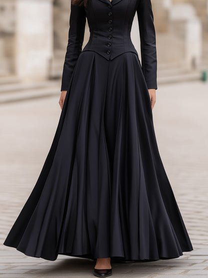 Zafren Black Blazer Bodice Maxi Dress