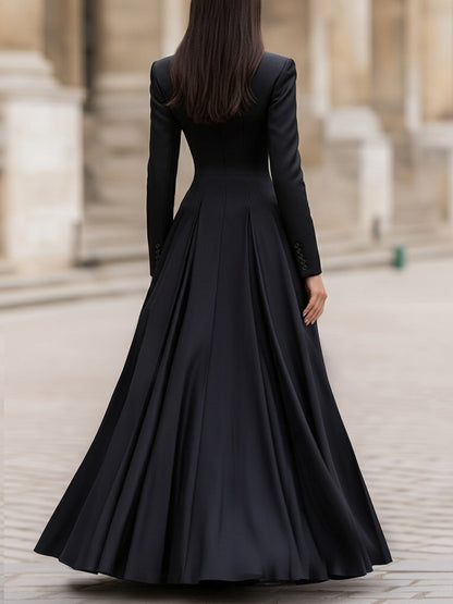 Zafren Black Blazer Bodice Maxi Dress