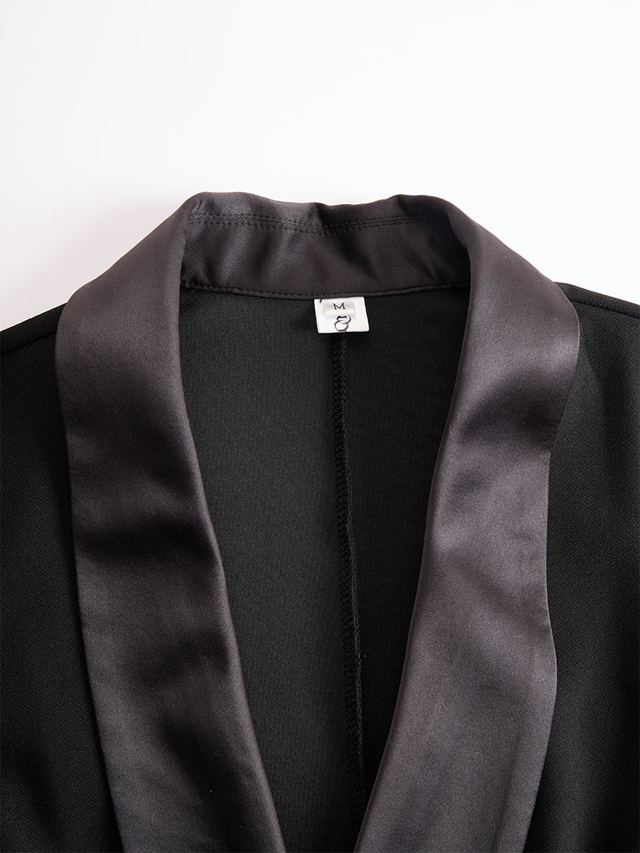 Robe midi noire style blazer avec dentelle Zafren