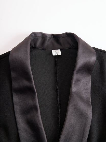Robe midi noire style blazer avec dentelle Zafren