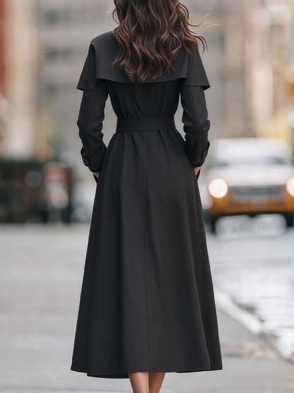 Zafren svart trenchcoat med capeaxlar